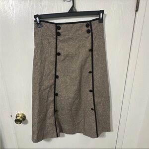 Chic Tan Button-Accent A-Line Skirt